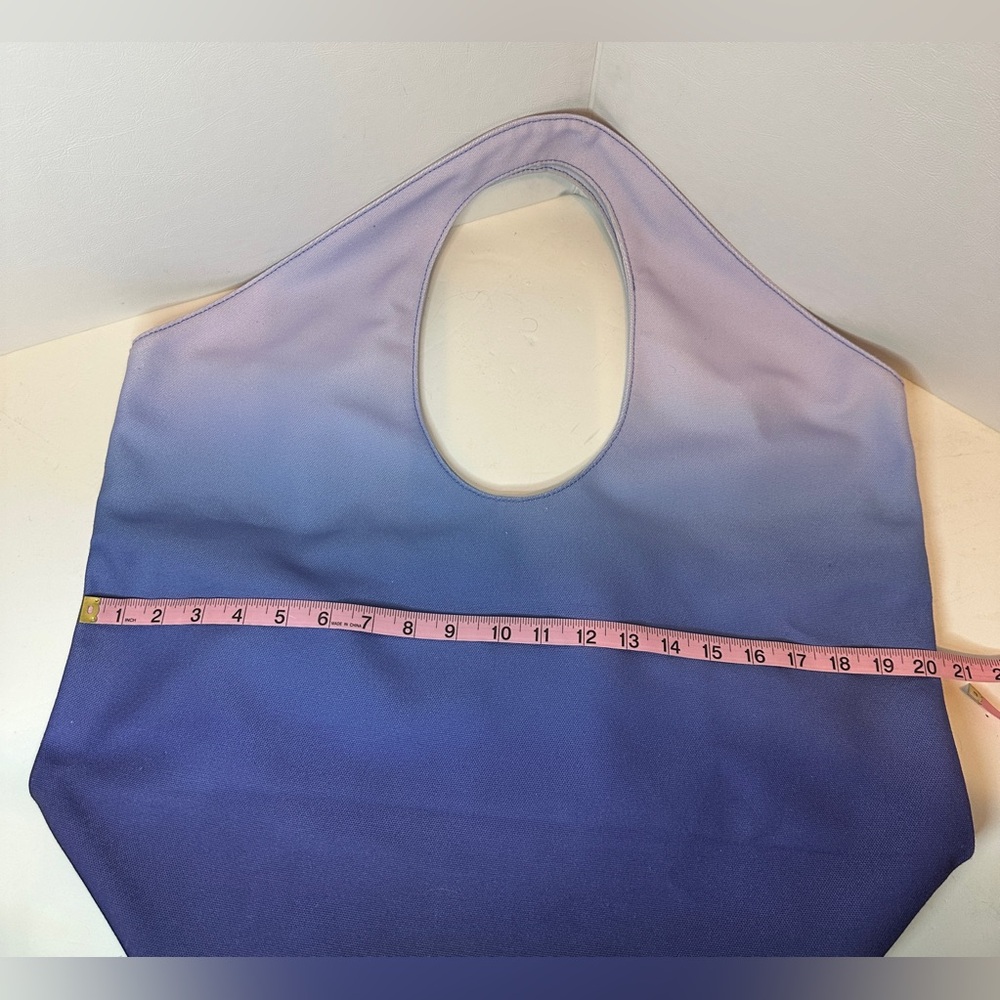 Echo New York Ombre Extra Large Canvas Tote Bag In Shades of Blue/ Lavender - Picture 5 of 7